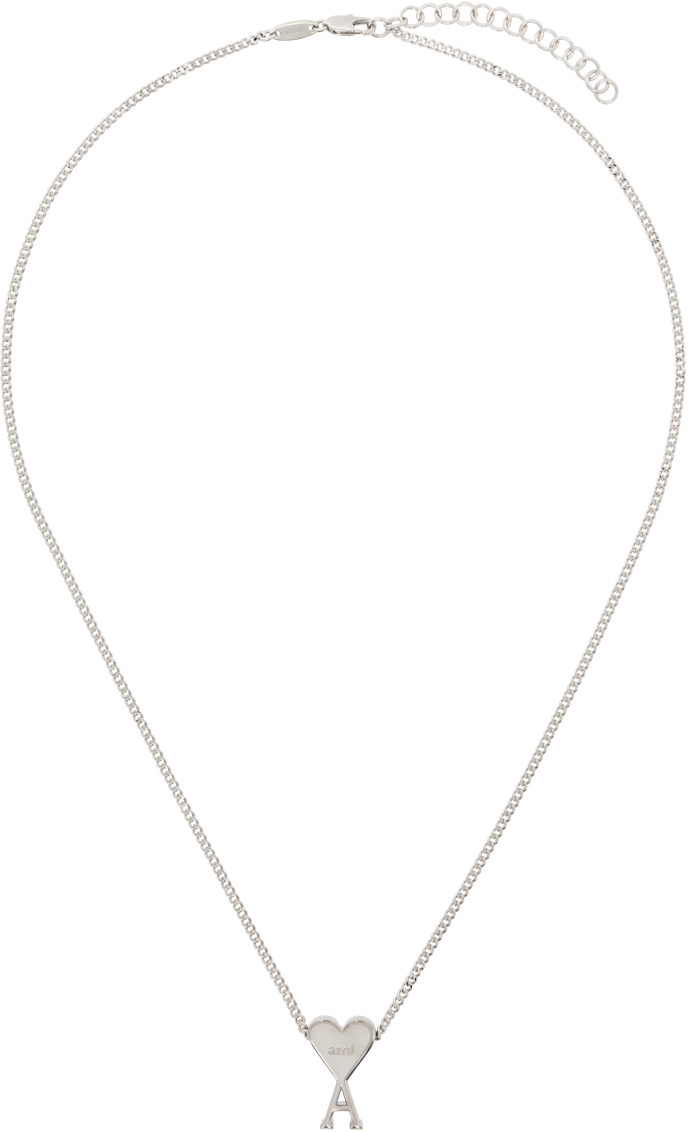 Ami Alexandre Mattiussi Silver Ami De Coeur Pendant Necklace In Silver/900