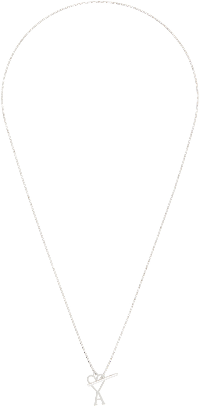 Shop Ami Alexandre Mattiussi Silver Ami De Cœur Chain Necklace In Silver/900