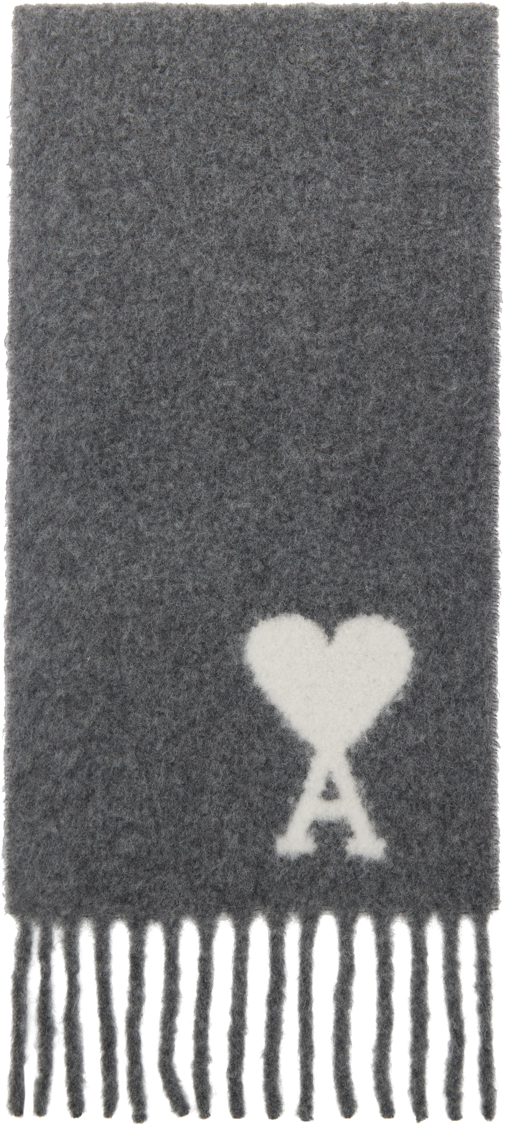 Shop Ami Alexandre Mattiussi Gray Oversized Ami De Coeur Scarf In Dark Grey/061