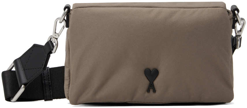 Shop Ami Alexandre Mattiussi トープ Ami De Coeur Lunch Box メッセンジャーバッグ In Dark Taupe/987