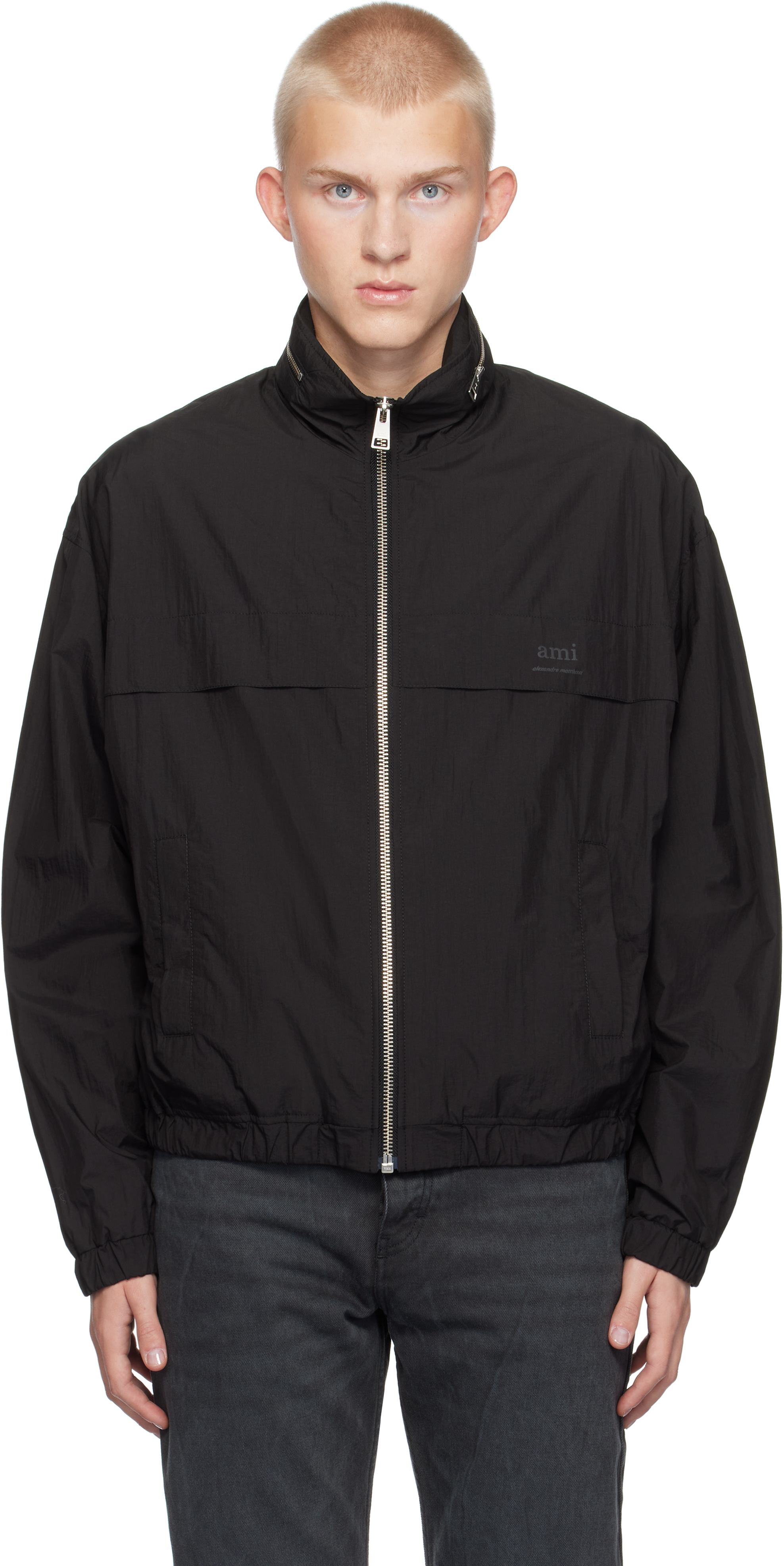 Shop Ami Alexandre Mattiussi Black '' Windbreaker Jacket In Black/001