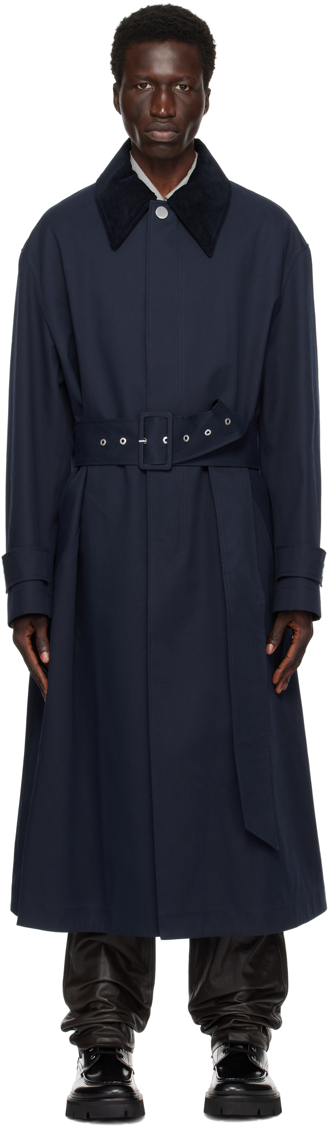 Navy Belted Mac Trench Coat