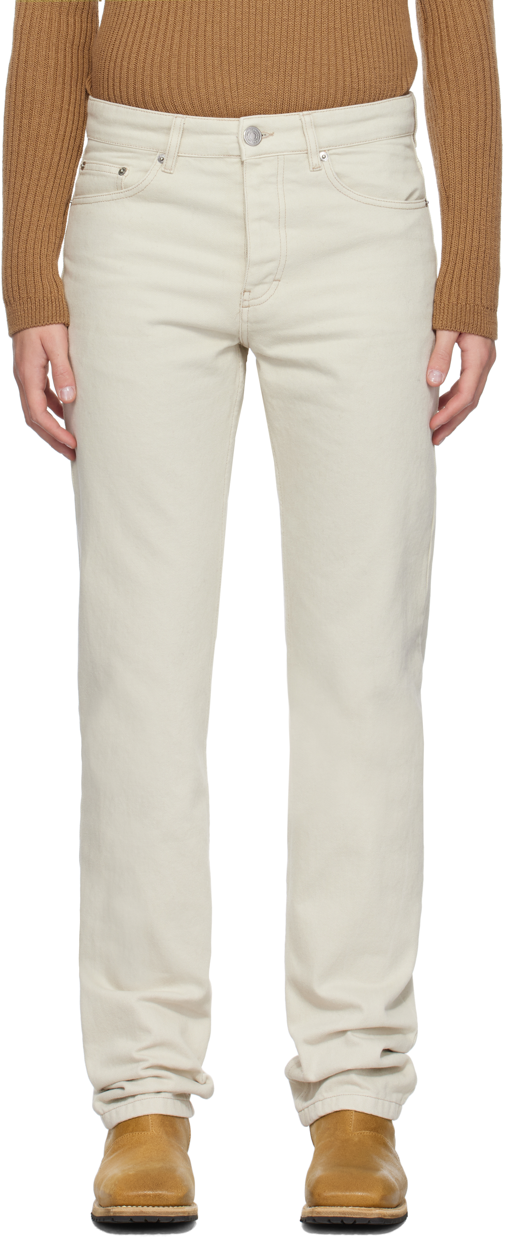 Ami Alexandre Mattiussi Off-white Classic Fit Jeans In Off White/150