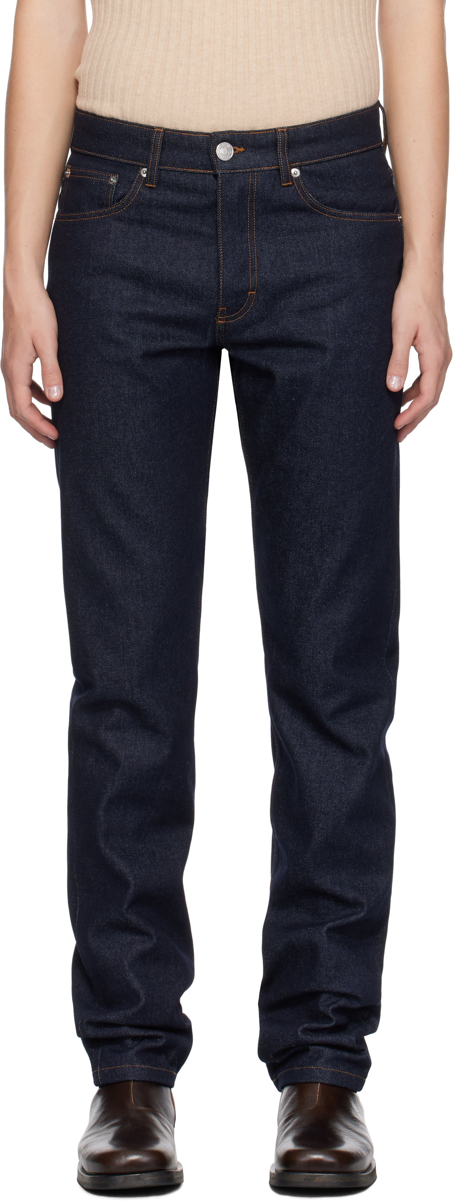 Ami Alexandre Mattiussi Blue Classic Fit Jeans In Indigo/402