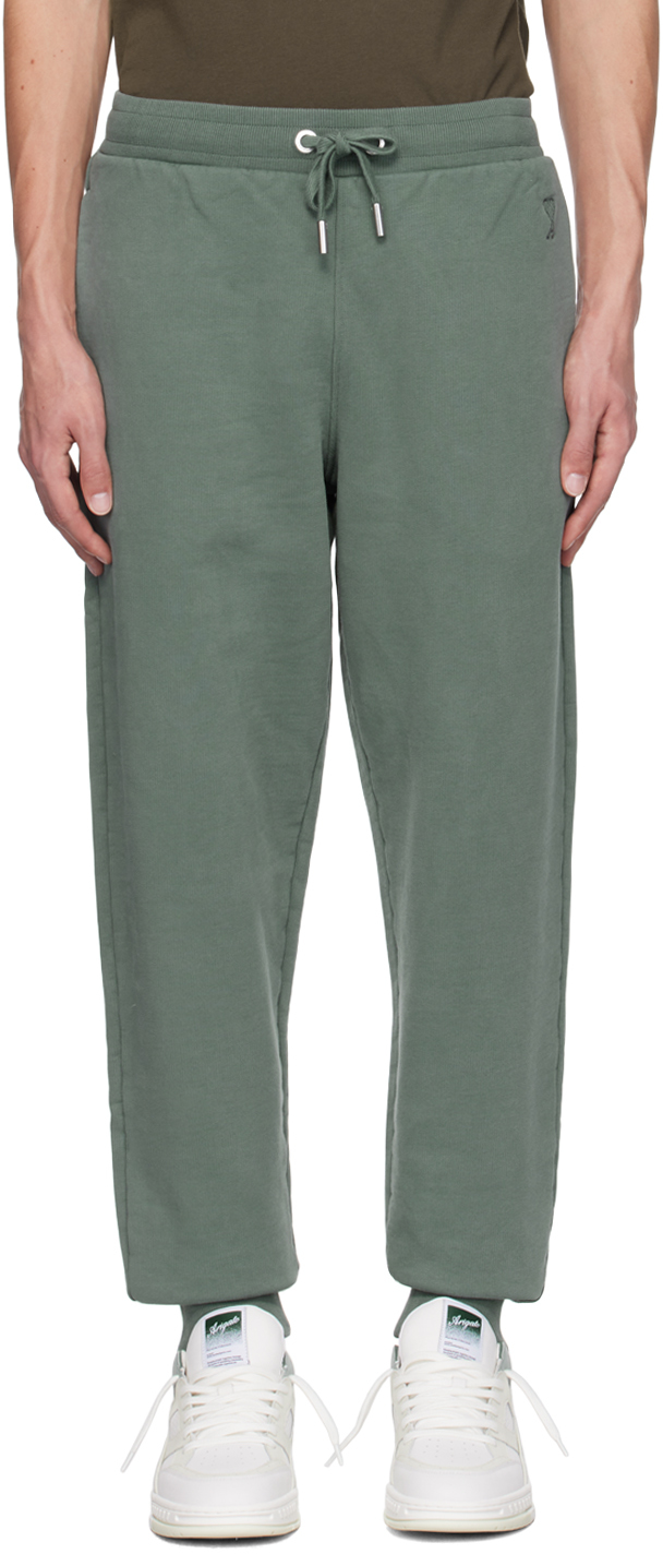 Shop Ami Alexandre Mattiussi Green Ami De Coeur Sweatpants In Antique Clay/4013