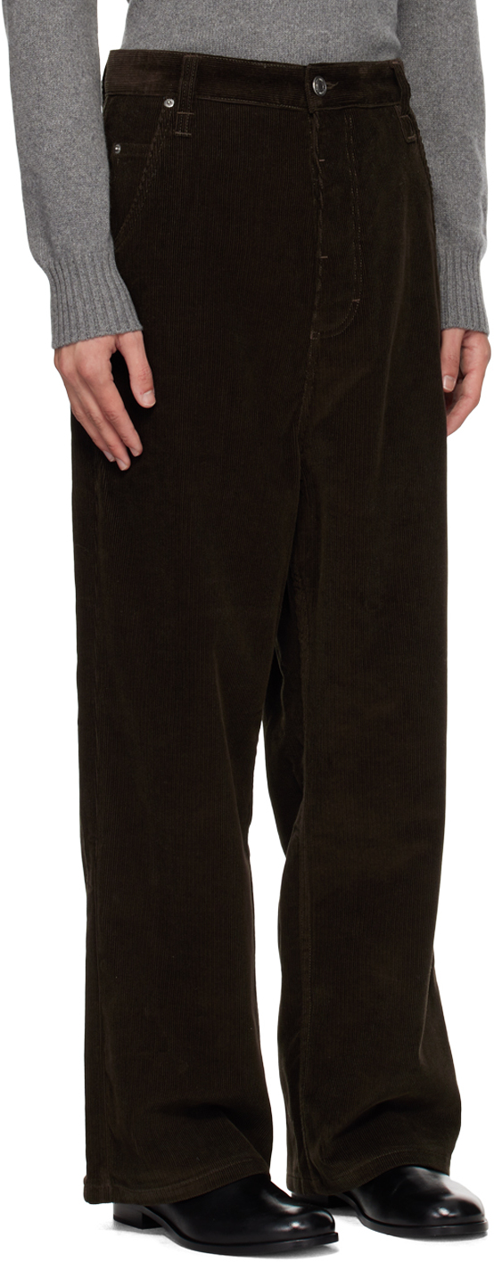 Shop Ami Alexandre Mattiussi Brown Baggy Fit Trousers In Dark Coffee/221