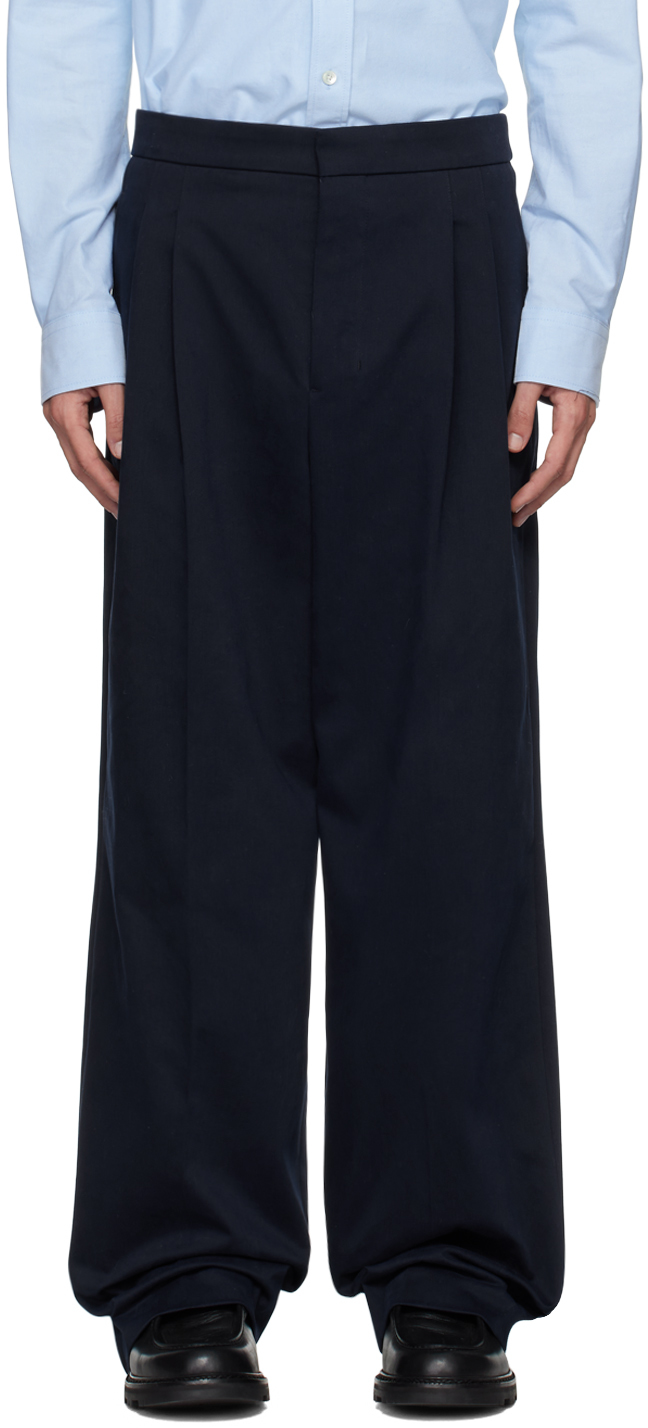 Navy Large Fit Trousers