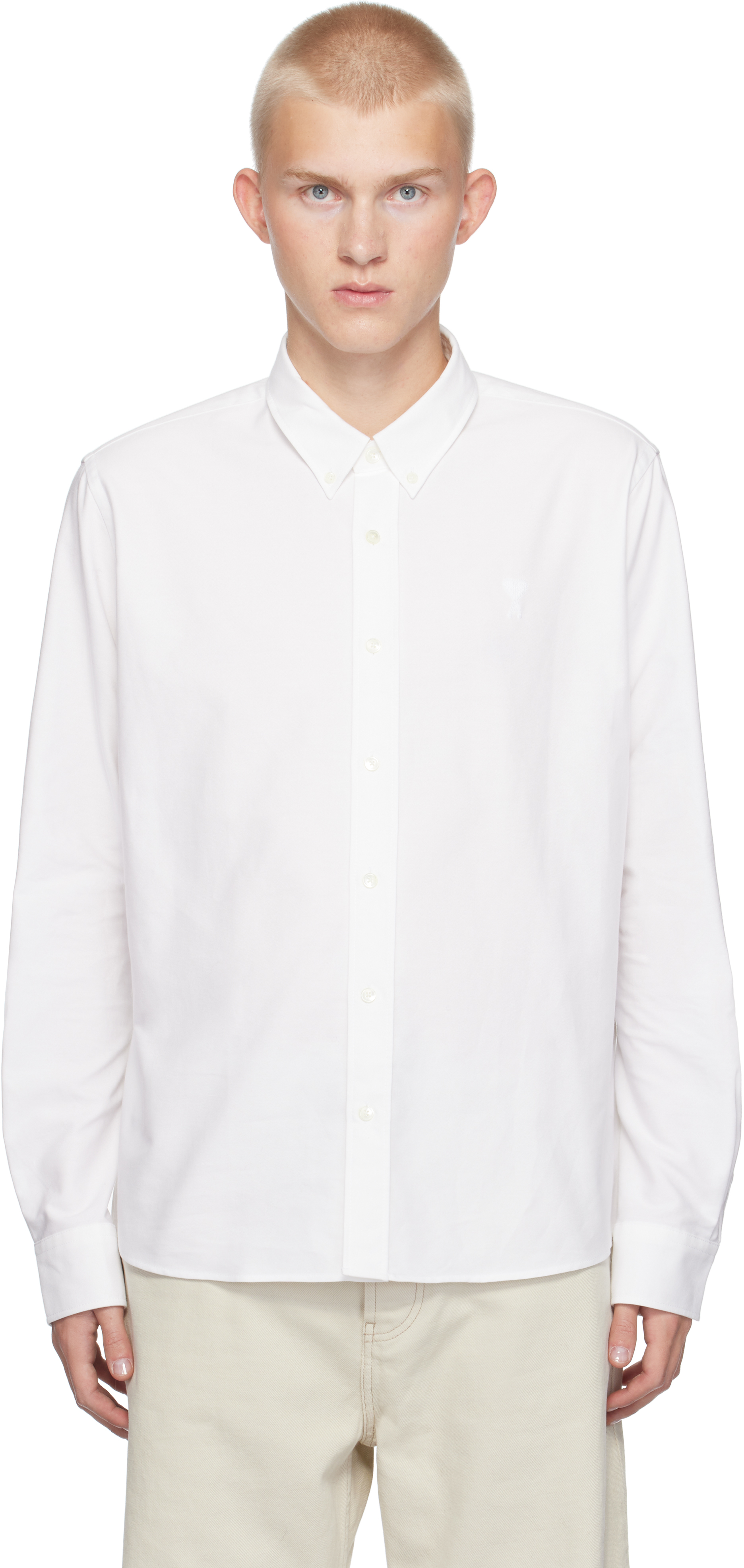 Ami Alexandre Mattiussi White Ami De Coeur Classic Shirt In Natural White/168