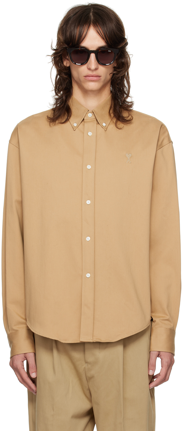 Tan Ami De Cœur Boxy Fit Shirt by AMI Paris on Sale
