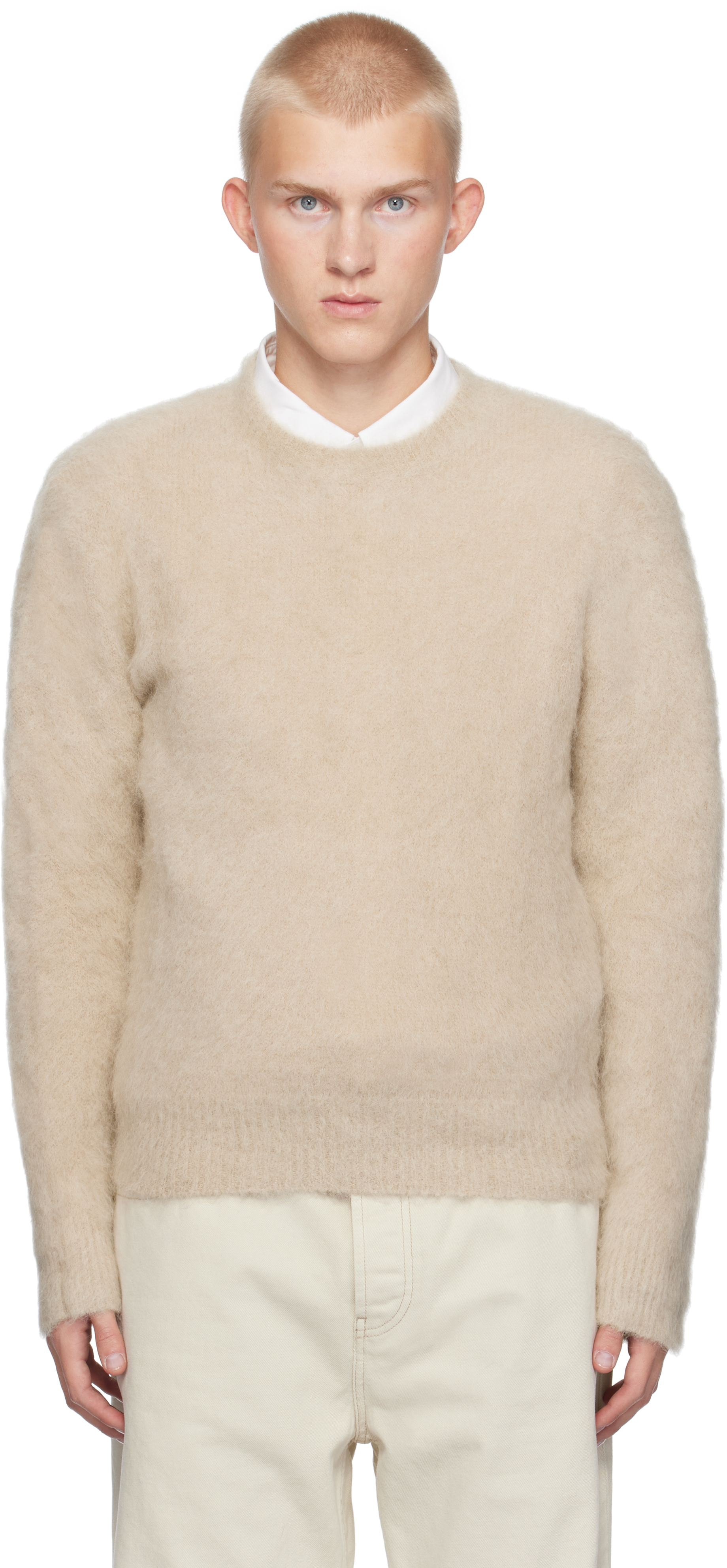 Ami Alexandre Mattiussi Beige Alpaca Mohair Brushed Sweater In Beige/250