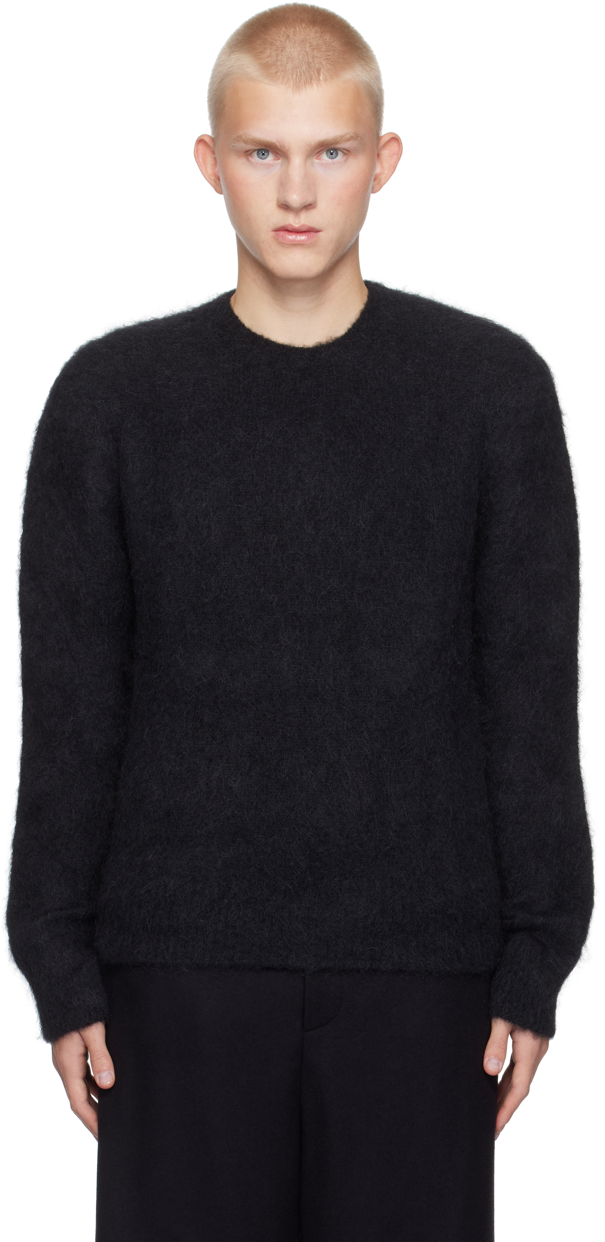 Ami Alexandre Mattiussi Black Alpaca Mohair Brushed Sweater In Black/001