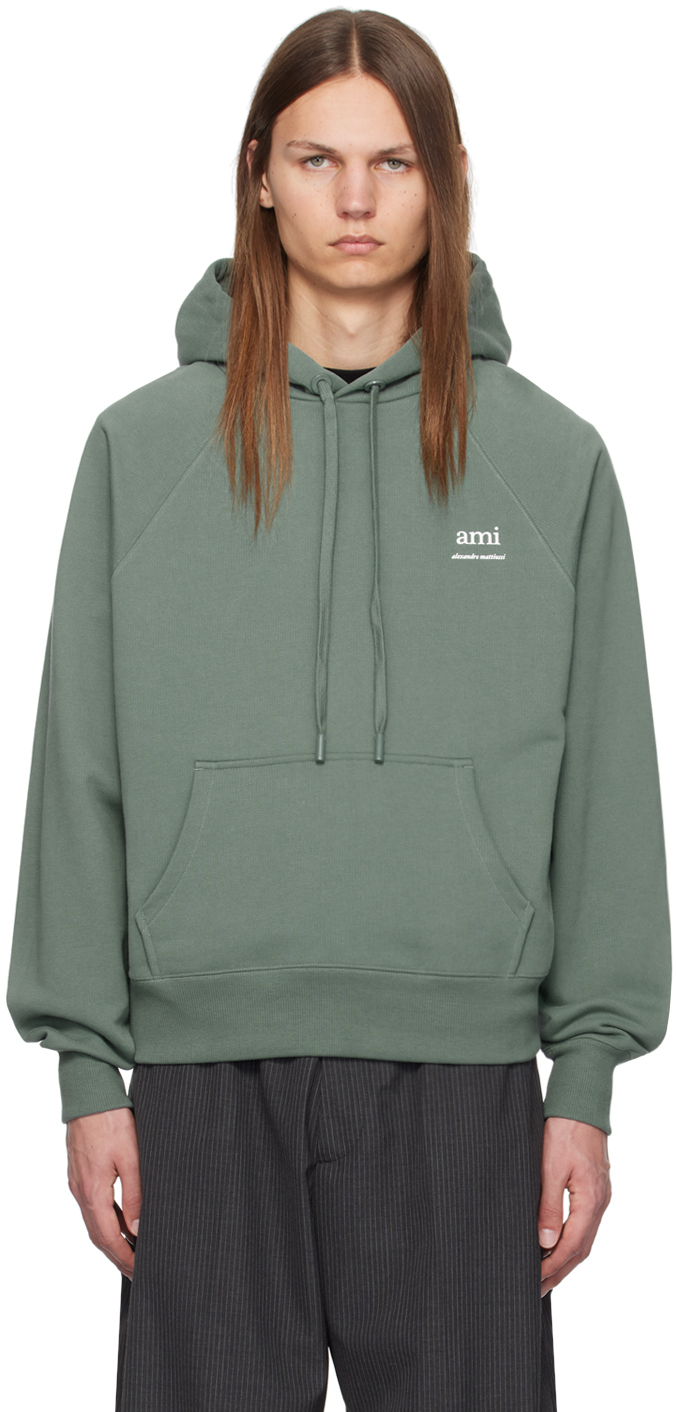 Shop Ami Alexandre Mattiussi Green '' Hoodie In Antique Clay/4013