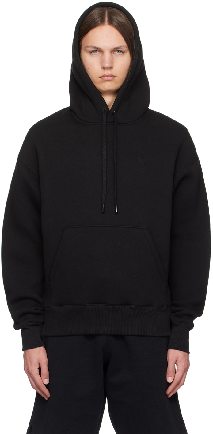 Shop Ami Alexandre Mattiussi Black Ami De Coeur Hoodie In Black/001