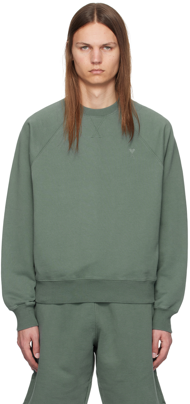 Green Ami de Coeur Sweatshirt by AMI Paris on Sale