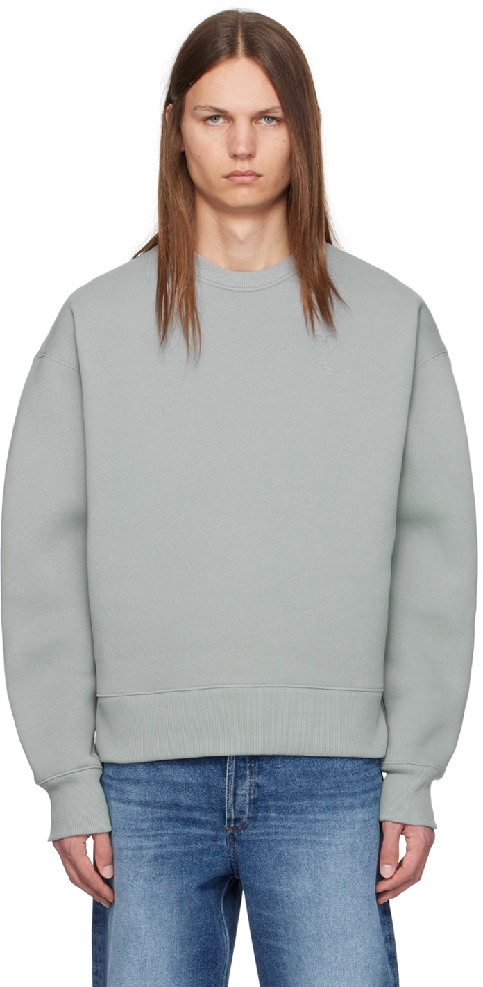 Shop Ami Alexandre Mattiussi Blue Ami De Coeur Sweatshirt In Clay Blue/4012