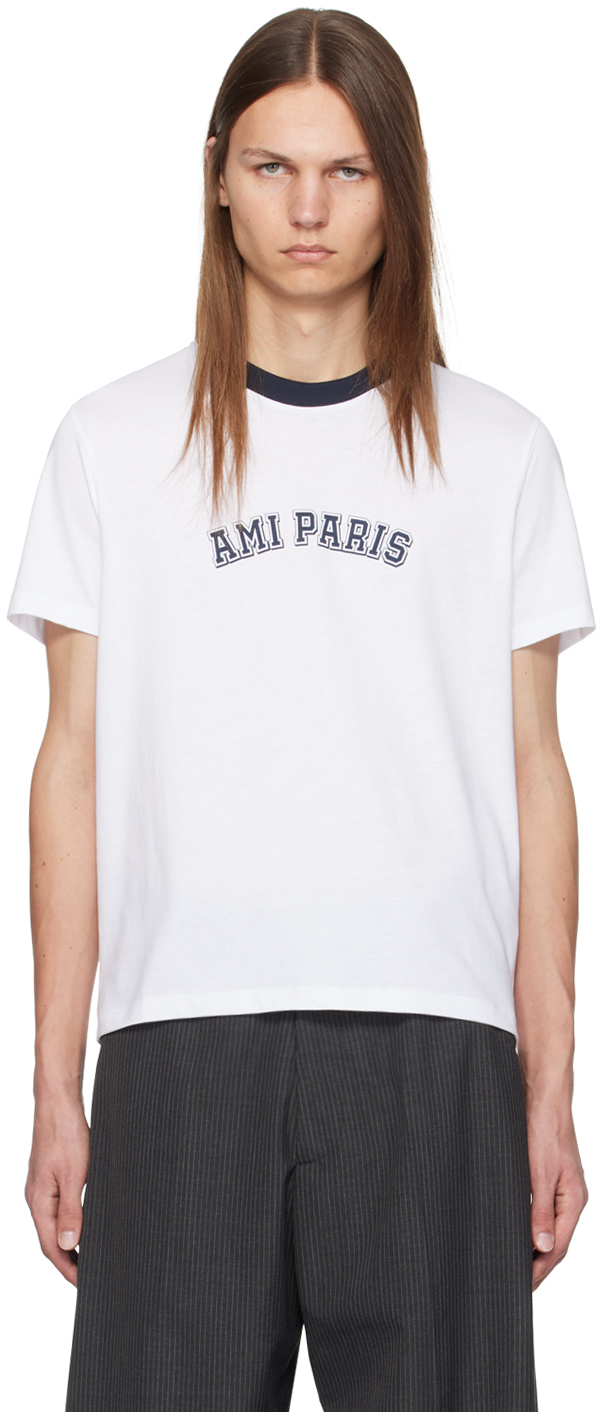 Shop Ami Alexandre Mattiussi White 'ami Paris' T-shirt In White/100