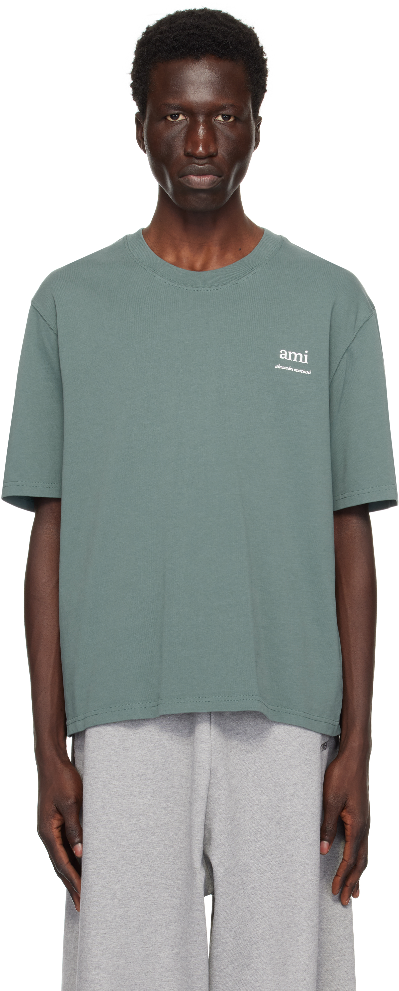 Shop Ami Alexandre Mattiussi Green '' T-shirt In Antique Clay/4013