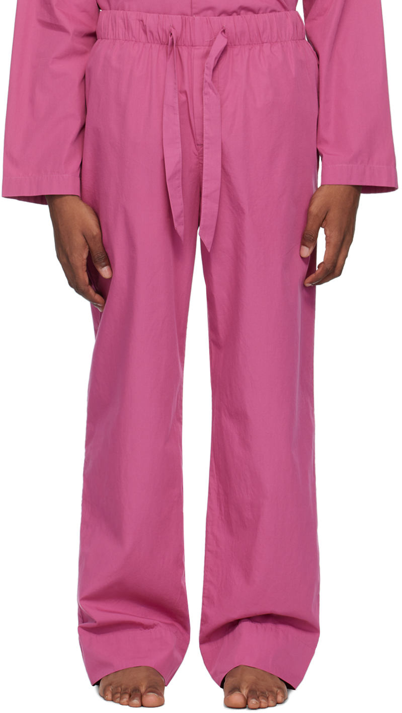 Shop Tekla Pink Drawstring Pyjama Pants In Lingonberry