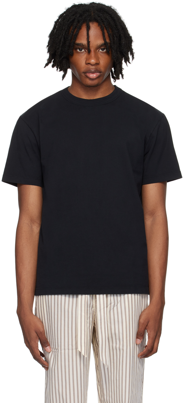 Shop Tekla Black Crewneck T-shirt