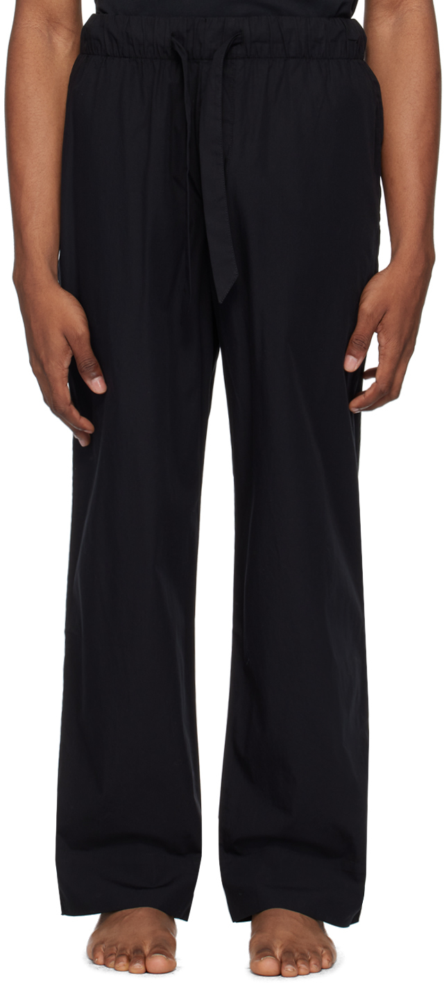 Shop Tekla Black Drawstring Pyjama Pants In All Black