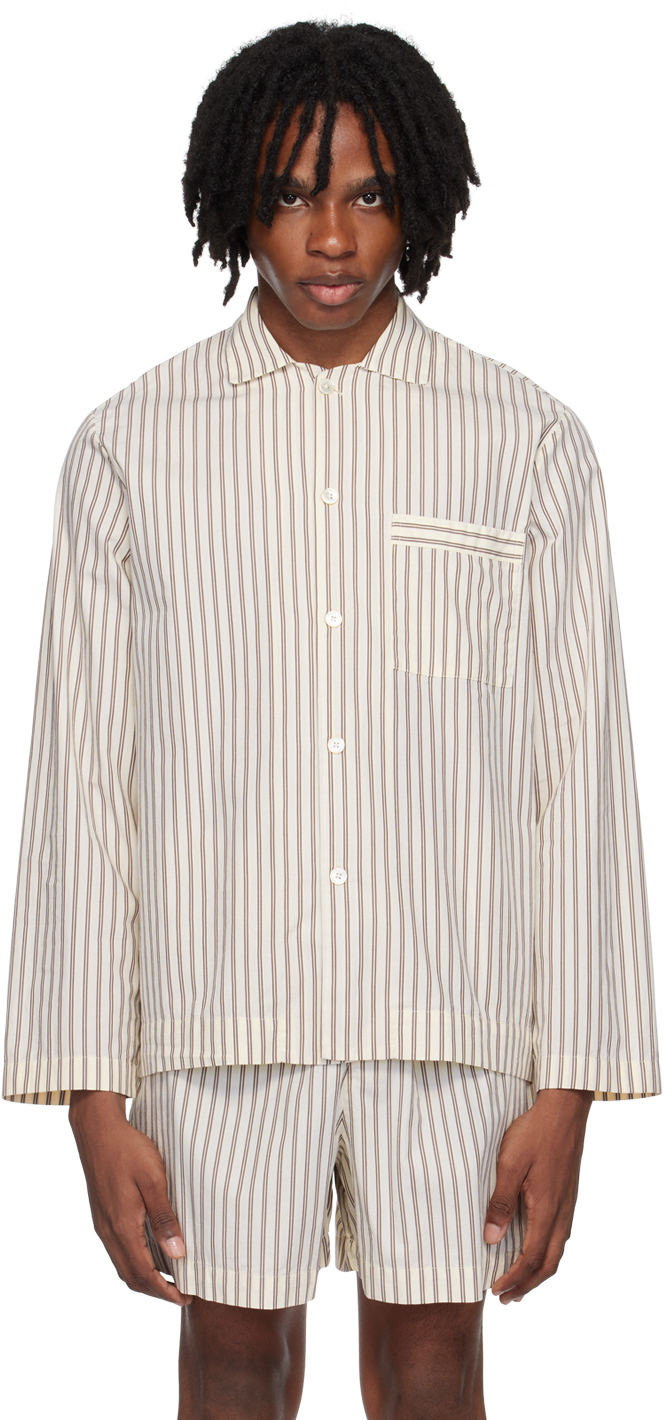 Brown & Off-White Long Sleeve Pyjama Shirt