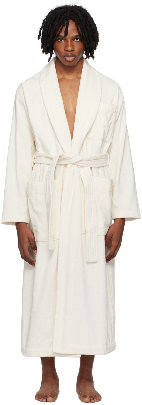 Shop Tekla Off-white Classic Bathrobe In Ivory