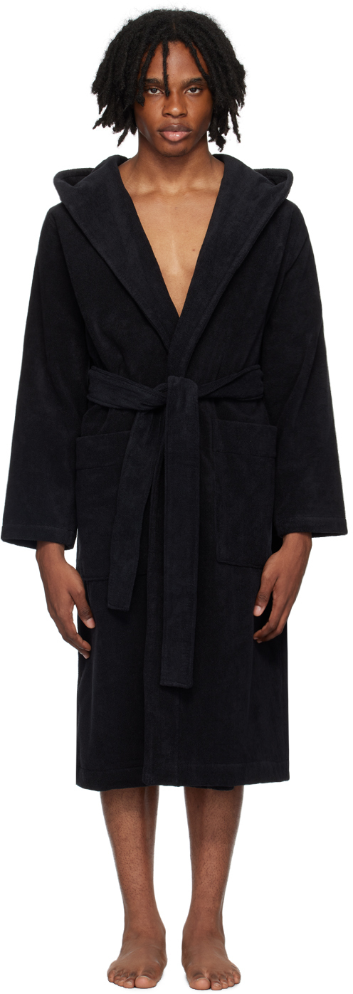 Black Hooded Bathrobe