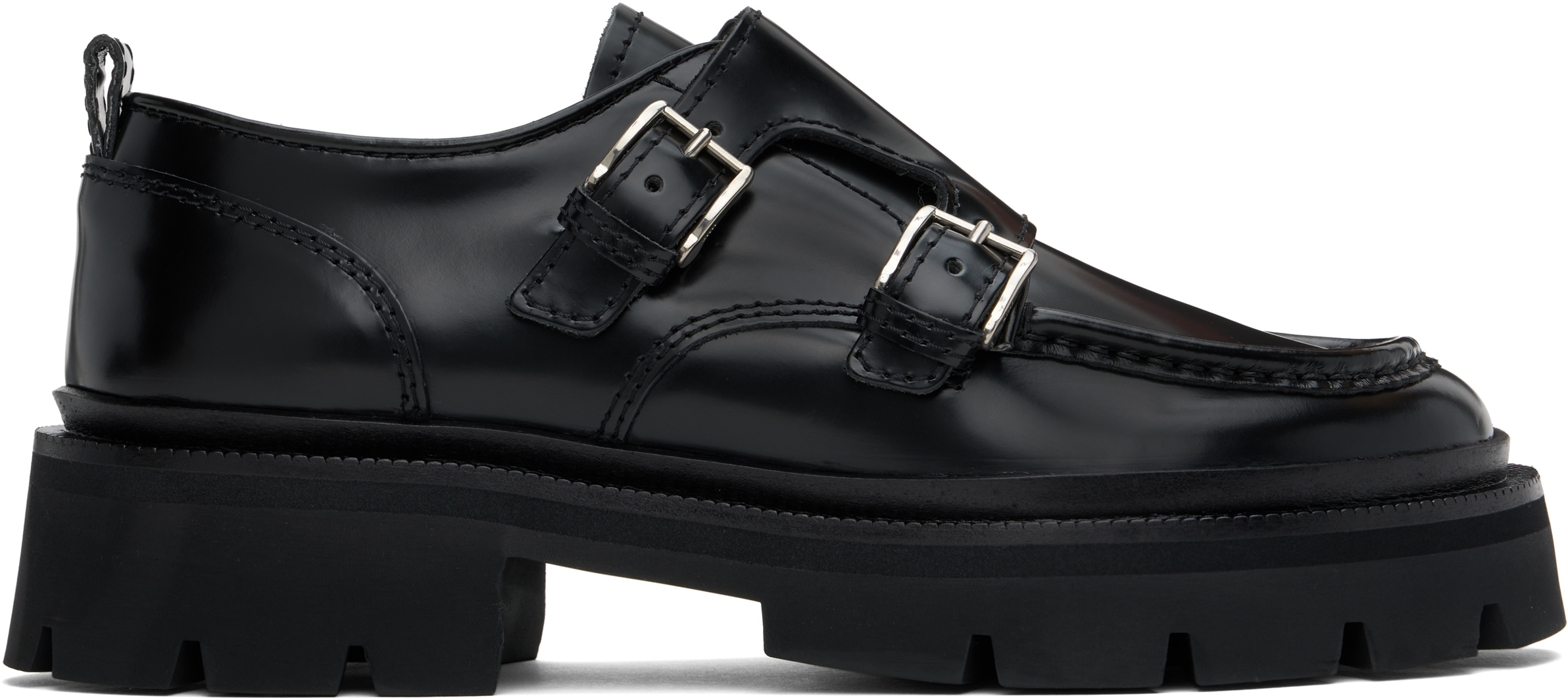 Shop Ami Alexandre Mattiussi Black Anatomical Monkstraps In Black/001