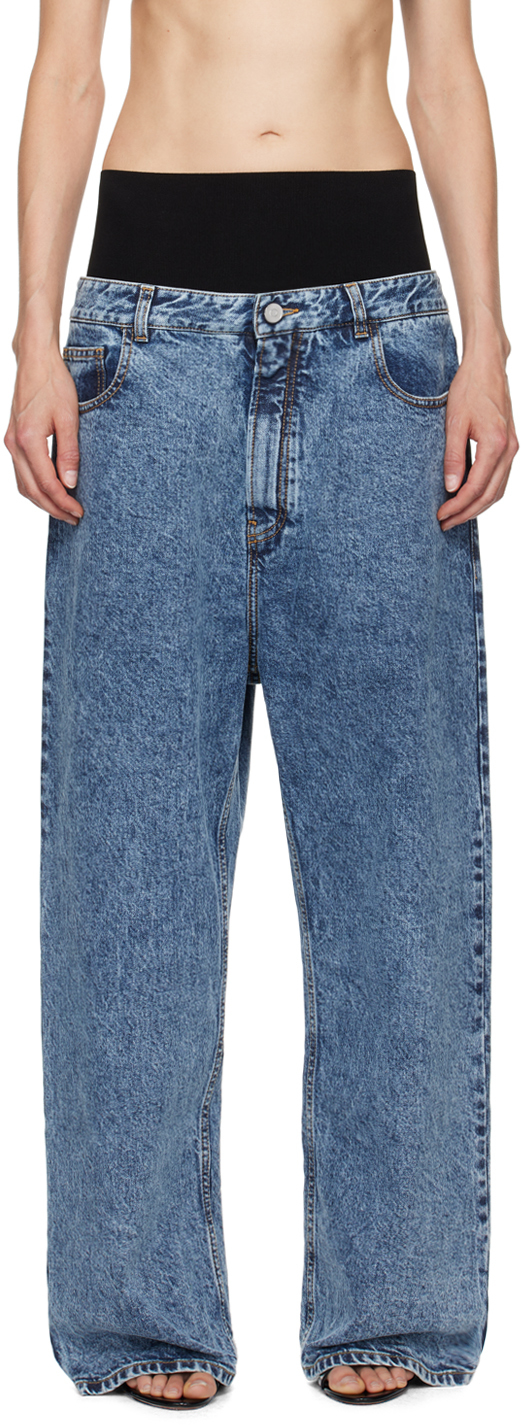 ALAÏA Blue Knit Band Jeans