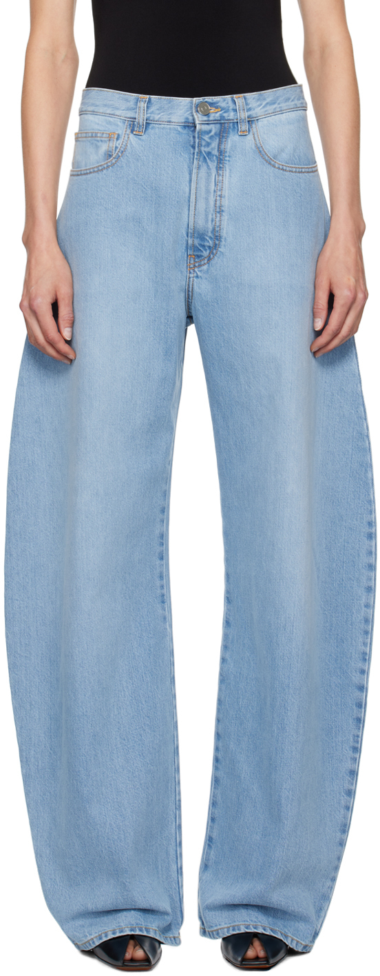 Shop Alaïa Blue Round Jeans In 508 - Bleu Clair