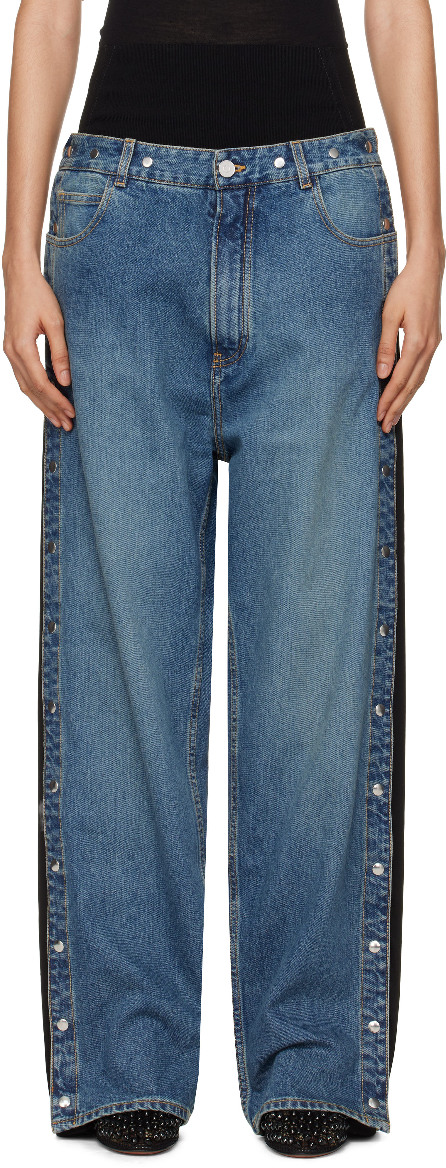 ALAÏA Blue Knit Band Jeans