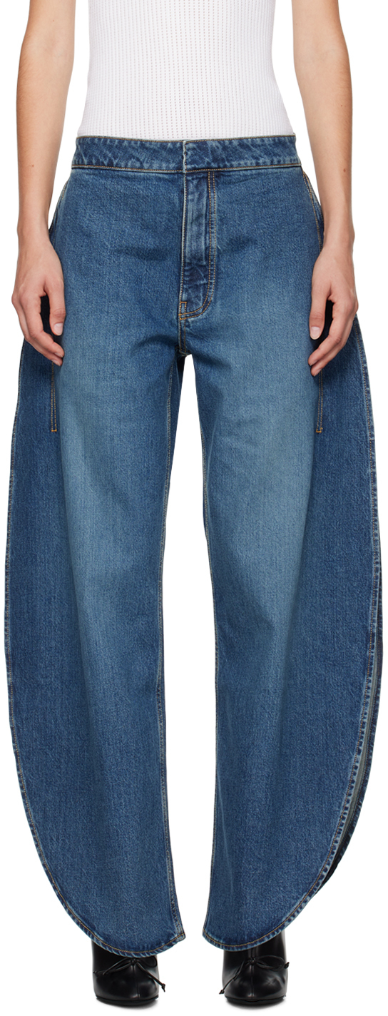 Shop Alaïa Blue Round Jeans In 525 - Bleu Vintage