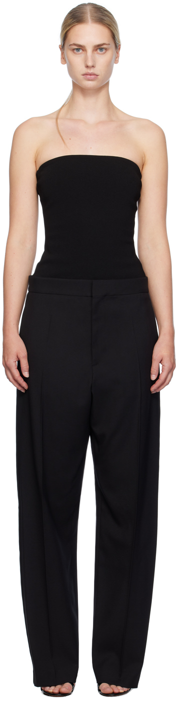 ALAÏA: Black Tailored Bustier Jumpsuit | SSENSE