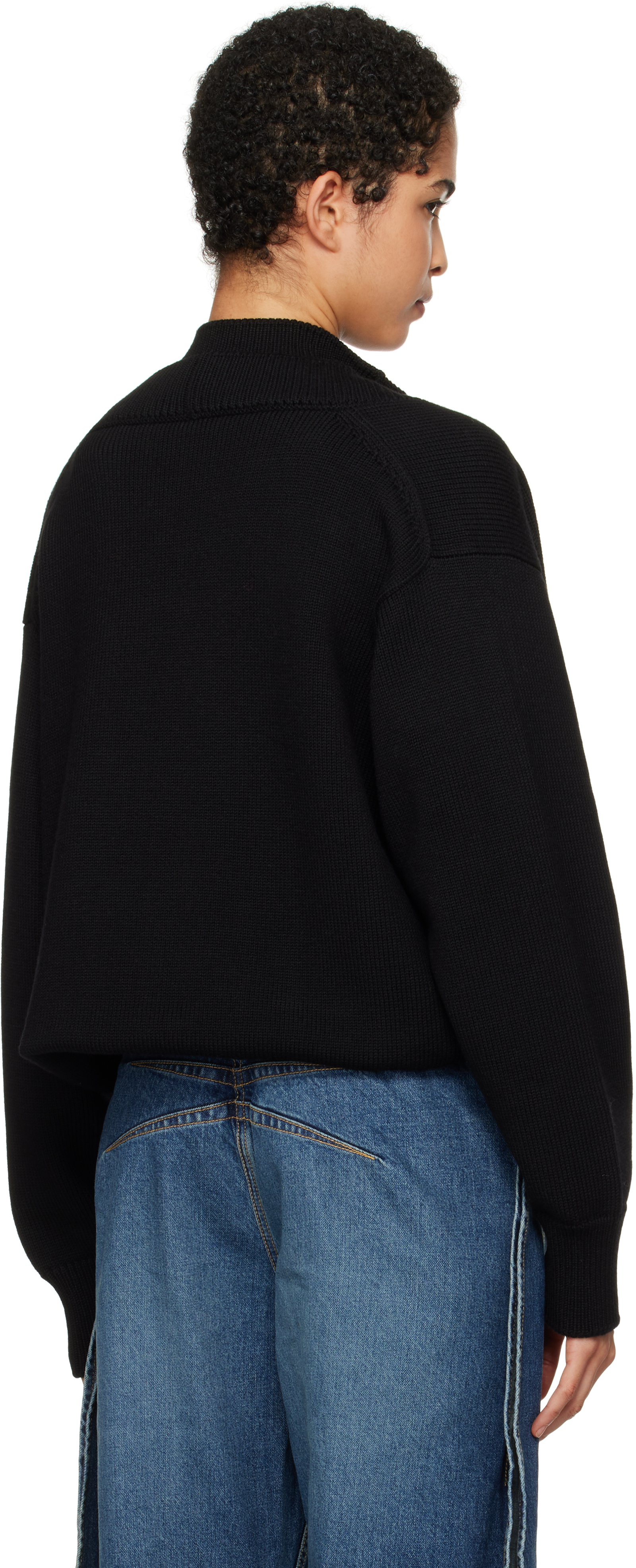 ALAÏA BLACK FOLDED CARDIGAN 