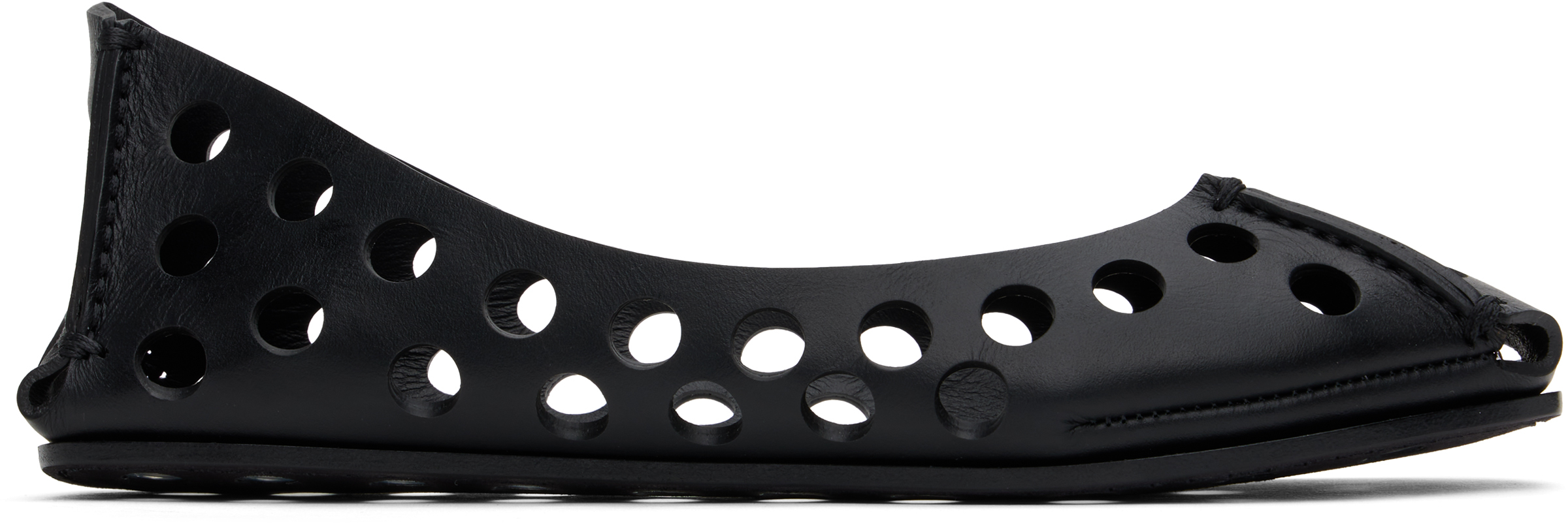 ALAÏA Black Perfo Calfskin Ballerina Flats