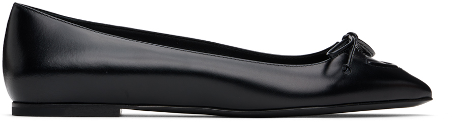 Shop Alaïa Black Lace-up Ballerina Flats In 999 - Noir