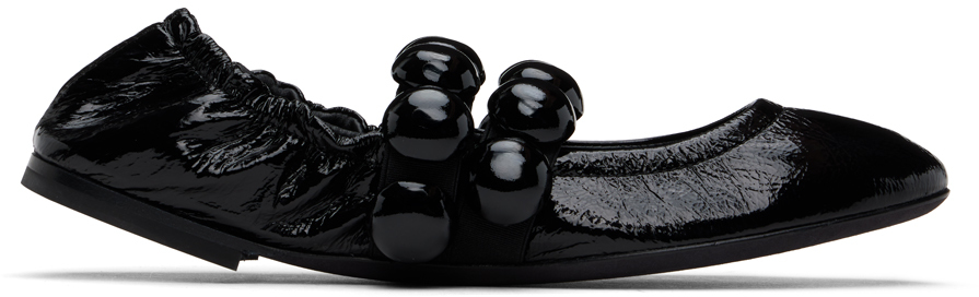 ALAÏA: Black Sphere Ballerina Flats | SSENSE
