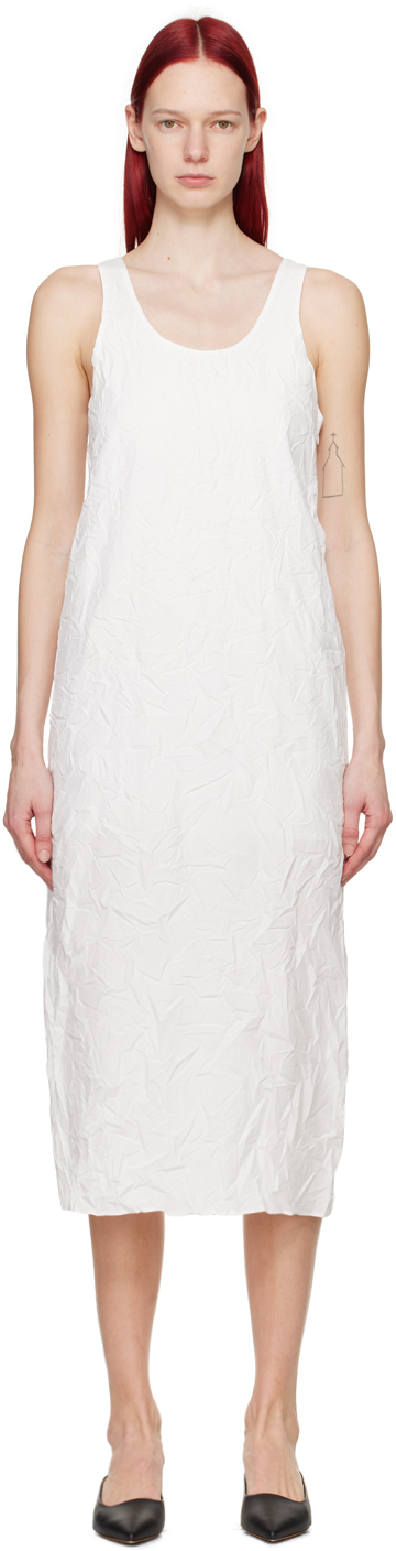 Auralee White Winkled Midi Dress