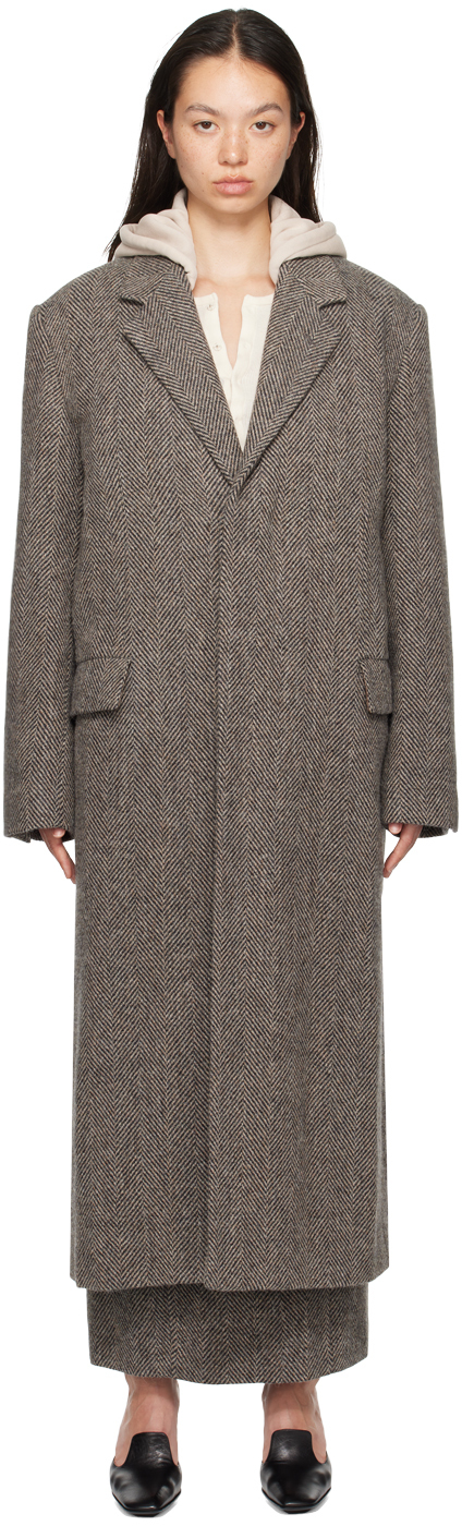 Brown Lama Shetland Wool Tweed Chesterfield Coat