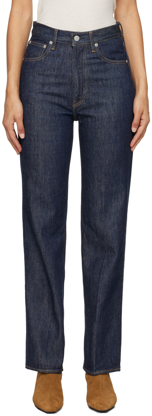 AURALEE: Indigo Hard Twist Denim 5P Jeans | SSENSE