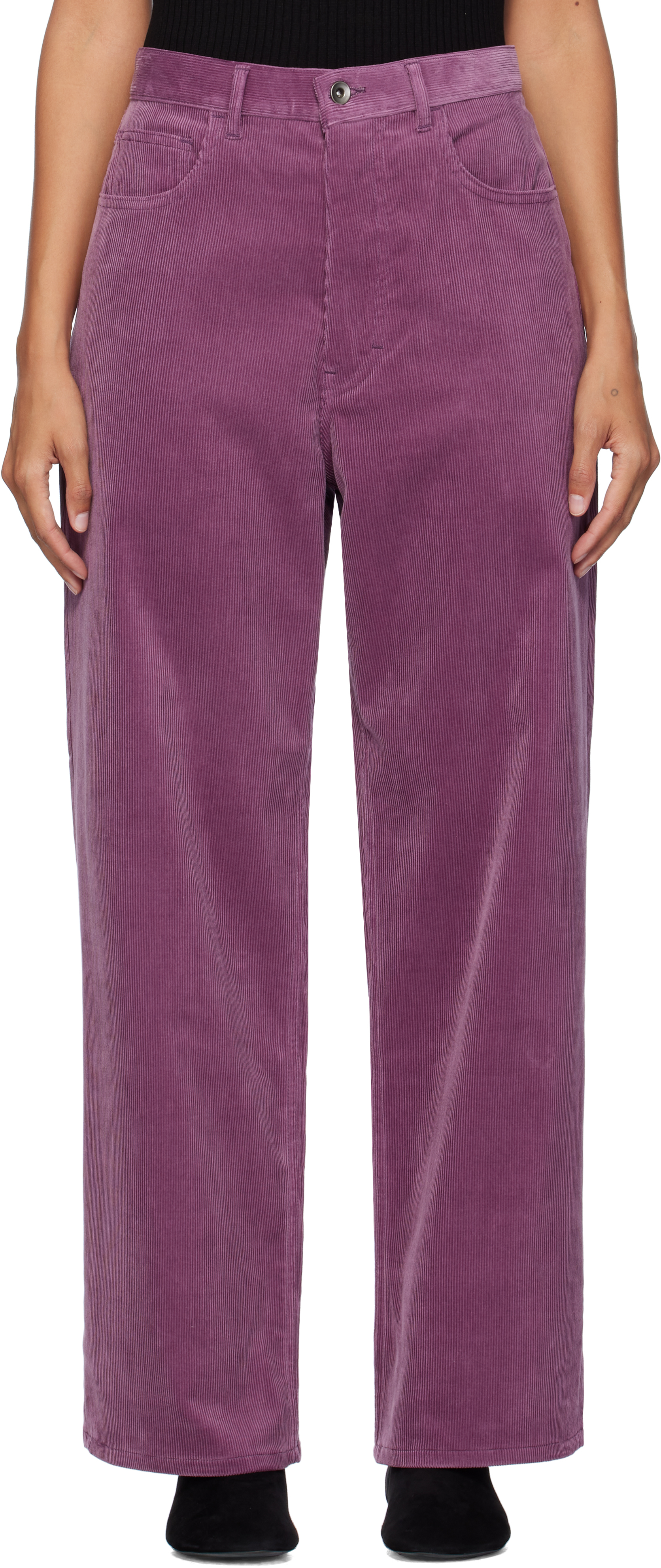 Shop Auralee Purple Finx Corduroy Trousers