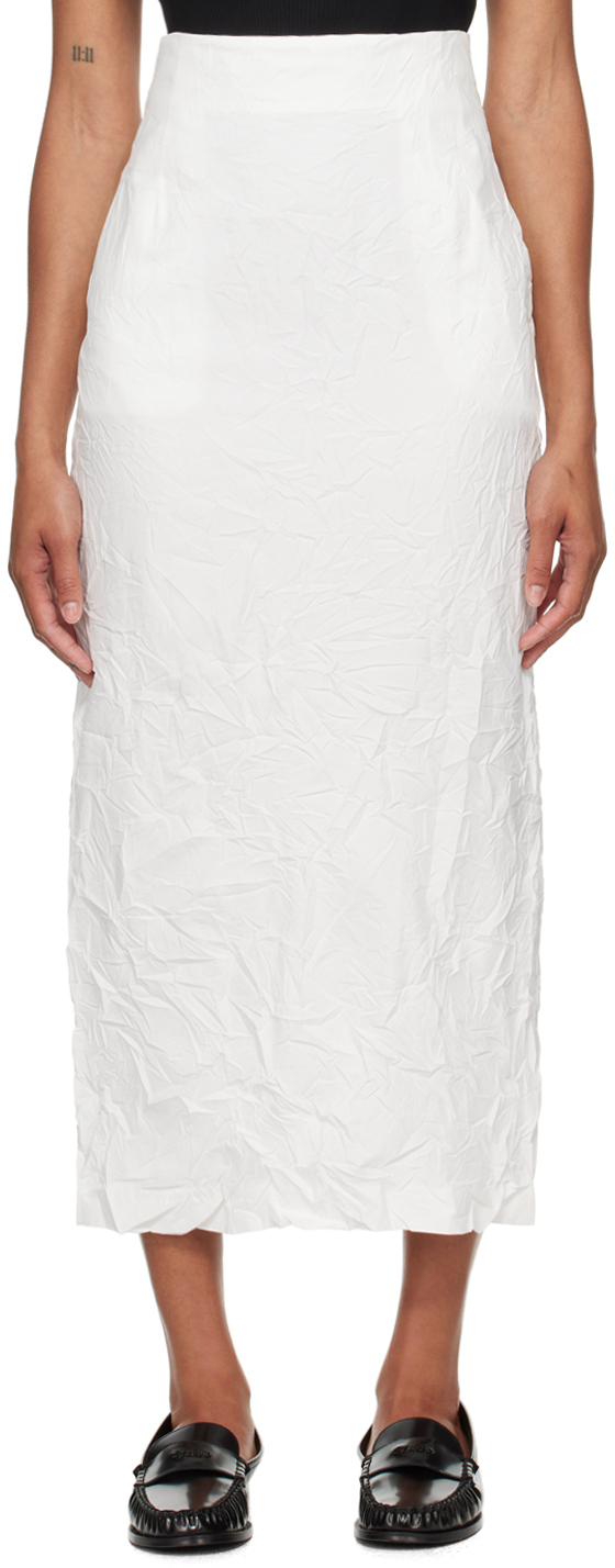 White Wrinkled Maxi Skirt
