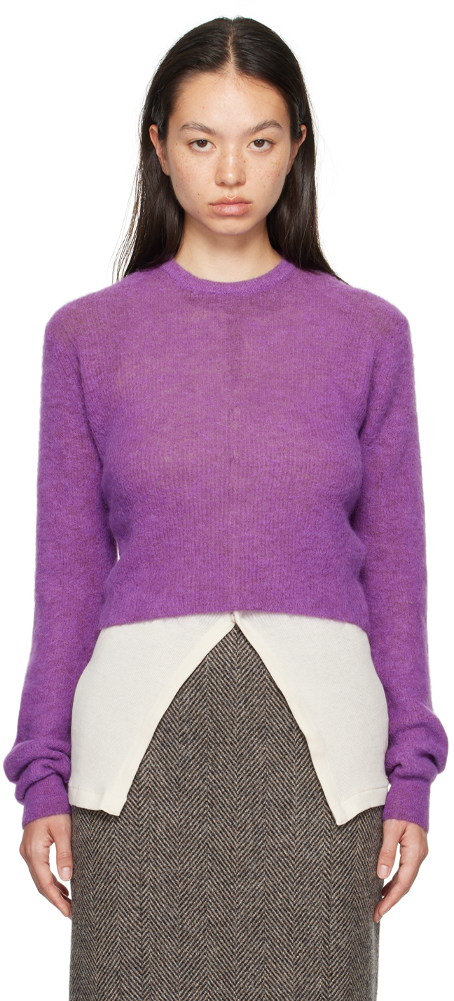 Auralee Purple Baby Suri Alpaca Sheer Sweater