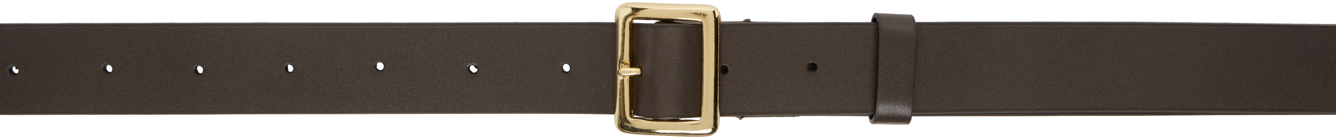 Auralee Brown Leather Square Buckle Belt In Dark Brown