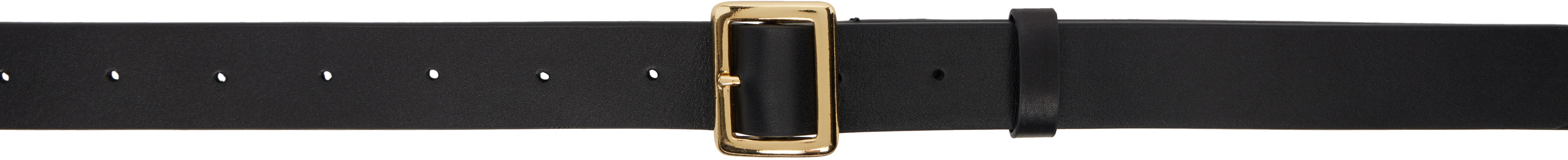 Auralee Black Leather Square Buckle Belt