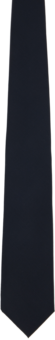 Auralee Navy Super Fine Tropical Wool Tie In Black