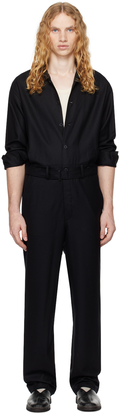 Black Super Light Wool Jumpsuit