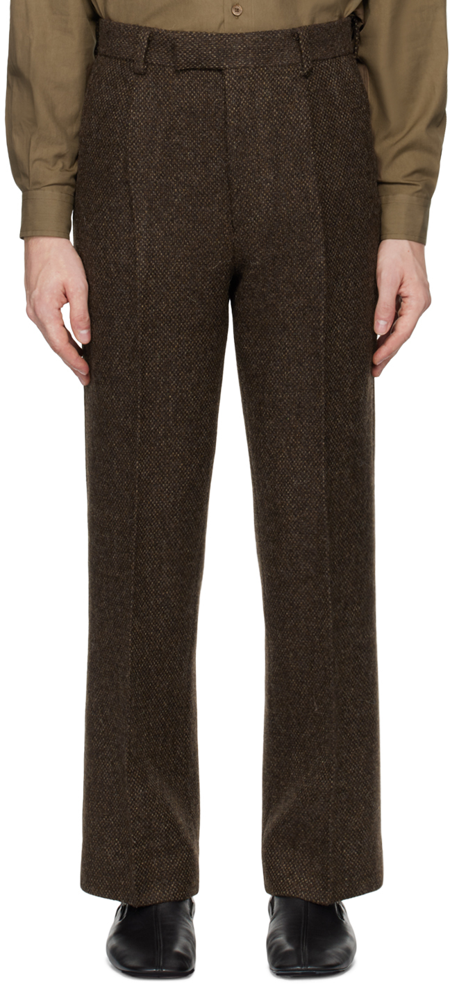 Brown Lama Shetland Wool Tweed Trousers