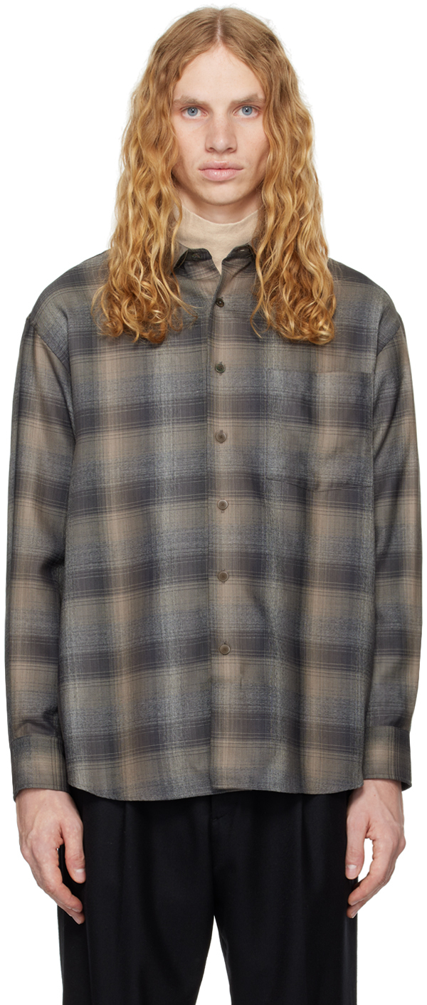 Gray Super Light Wool Check Shirt