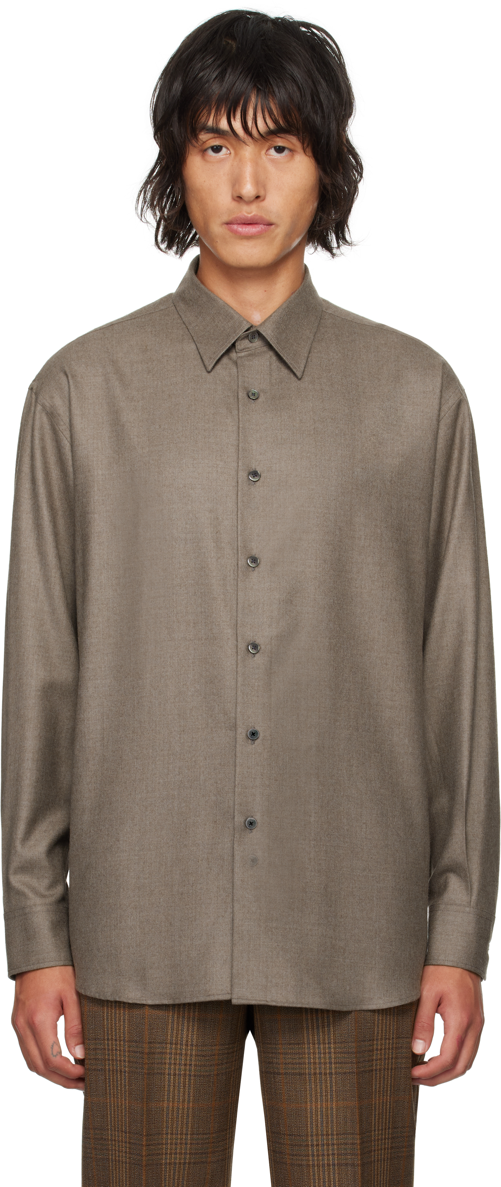 Brown Super Light Wool Shirt